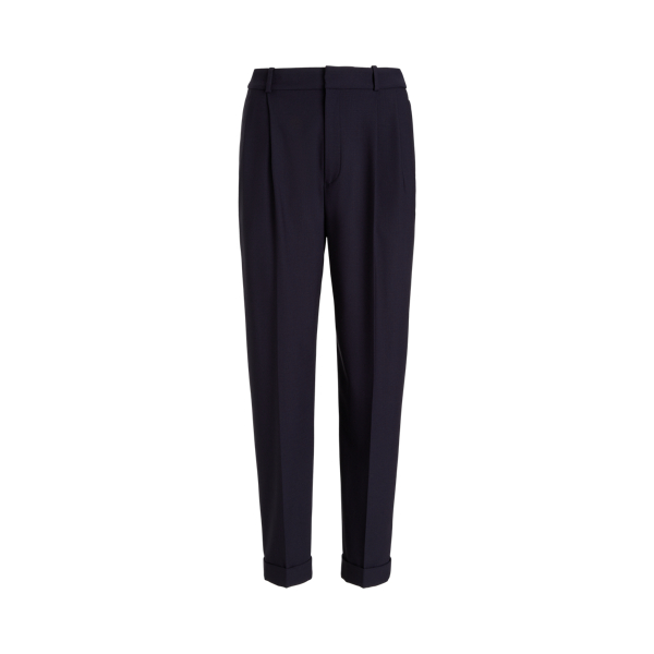 Geplooide Tapered fit broek van wolmix