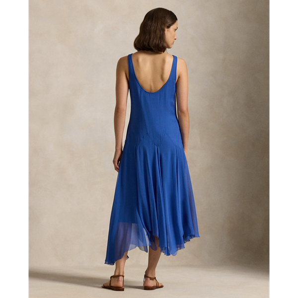 Abito scollo tondo in seta increspata da donna Ralph Lauren IT