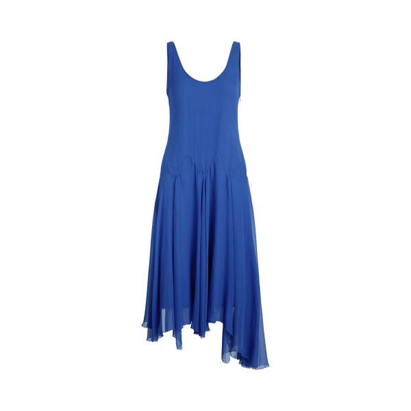 Crinkled Silk Scoopneck Dress Polo Ralph Lauren 1