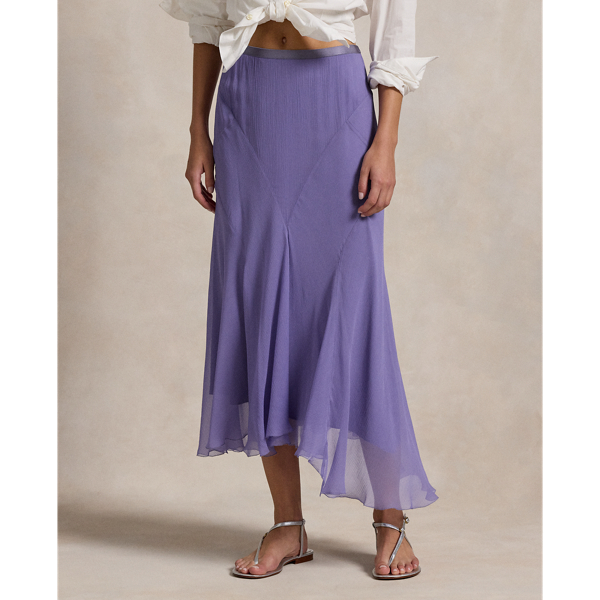 Crinkled Silk Paneled Skirt