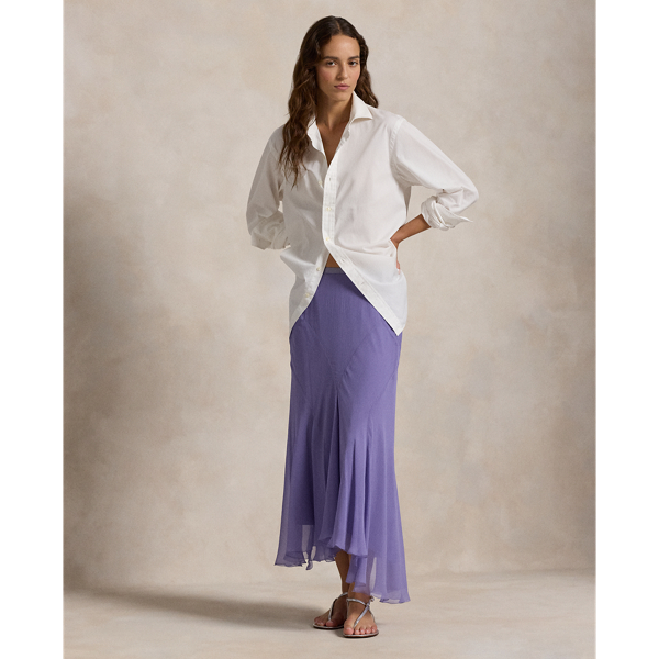 Purple skirt white top best sale