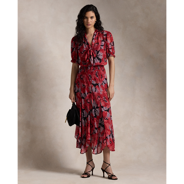 Ralph lauren red floral wrap dress on sale