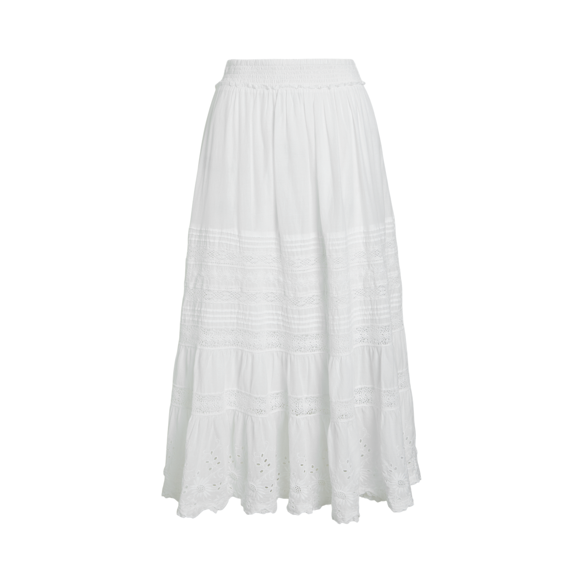 スカート LOW CLASSIC : 25SS / COTTON LACE VOLUME SKIRT (OFF WHITE) White Cotton Lace Maxi Skirt Bohemian EMBROIDERED Lined 10