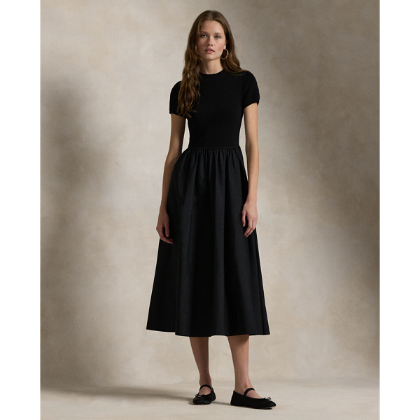 Polo Black Sweater-Bodice Short-Sleeve Dress Polo Ralph Lauren 1