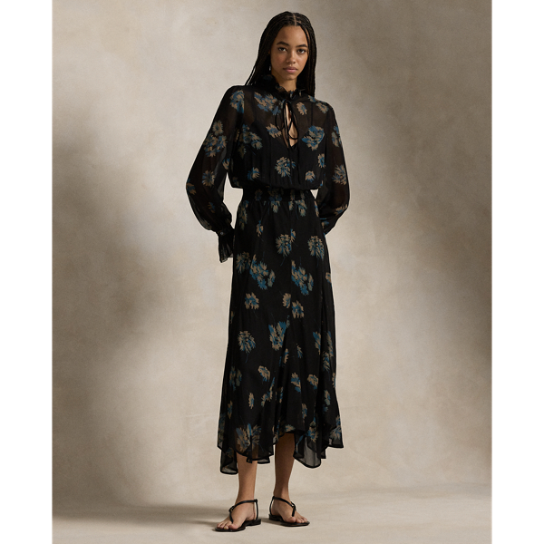 Floral georgette dress ralph lauren on sale