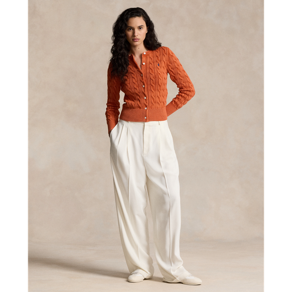 Baumwollstrickjacke mit Zopfmuster Polo Ralph Lauren in Sanftes Papaya 4