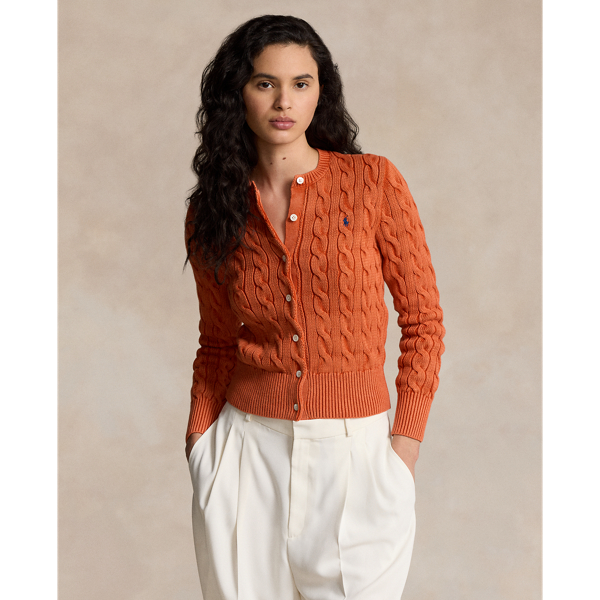 Cable Knit Cotton Cardigan for Women Ralph Lauren QA