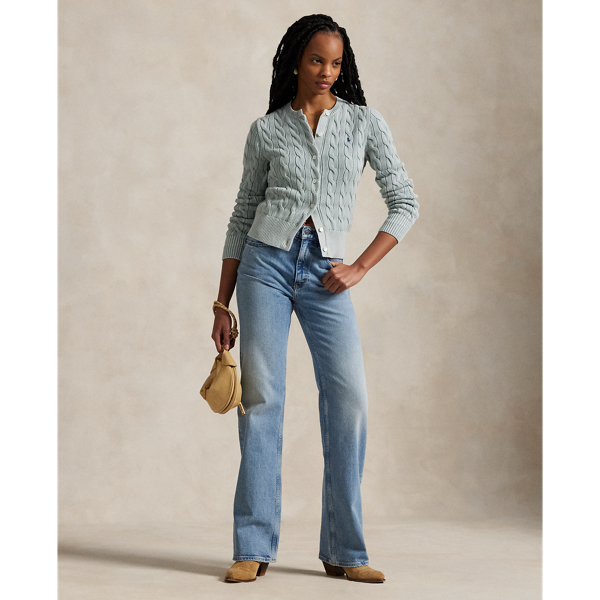 売れ筋商品|||ラルフローレン ニット&セーター アウター レディース Women's Cable-Knit Cotton Crewneck Sweater Light Chambray Polo Ralph Lauren Womens Cable Knit Crew Neck Sweater (Small