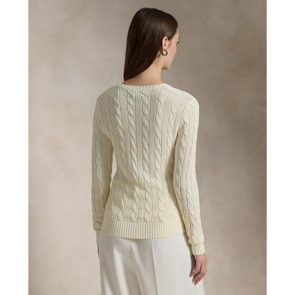 Lauren Ralph Lauren Sweater Cream deals Cable Knit Relaxed Fit Long Sleeve Pullover