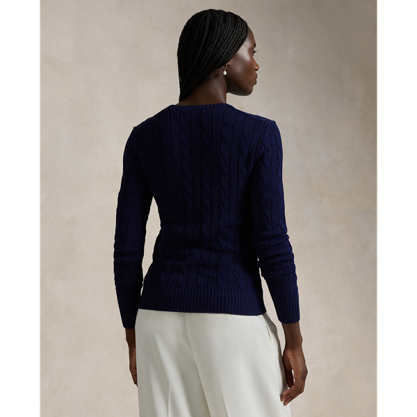 Hunter Navy Cable-Knit Crewneck Sweater Polo Ralph Lauren 5