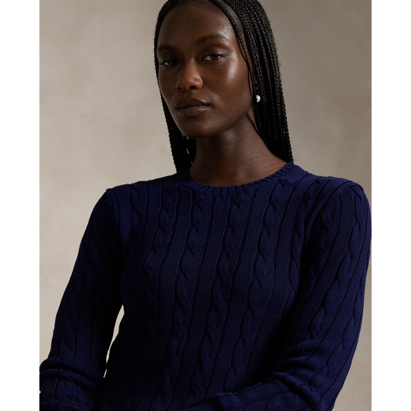 Hunter Navy Cable-Knit Crewneck Sweater Polo Ralph Lauren 6