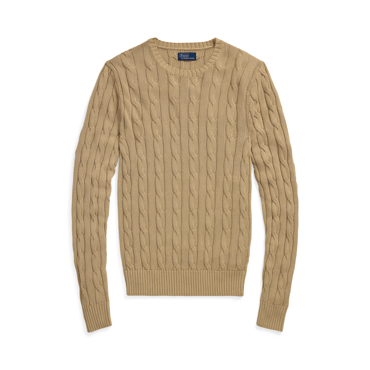 ★★POLO RALPH LAUREN★★ W Logo Cable Knit Crew Neck Cotton Cable-Knit Cotton Polo-Collar Sweater