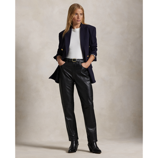 Polo Black Lambskin Relaxed Straight Pant Polo Ralph Lauren 1