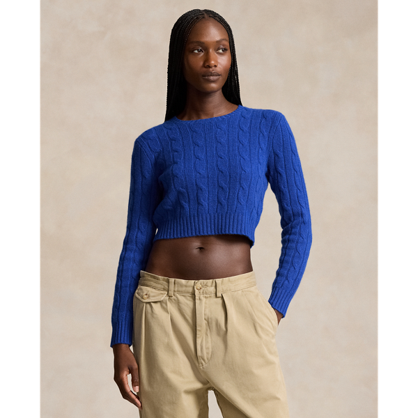 Cropped Cable-Knit Cashmere Sweater