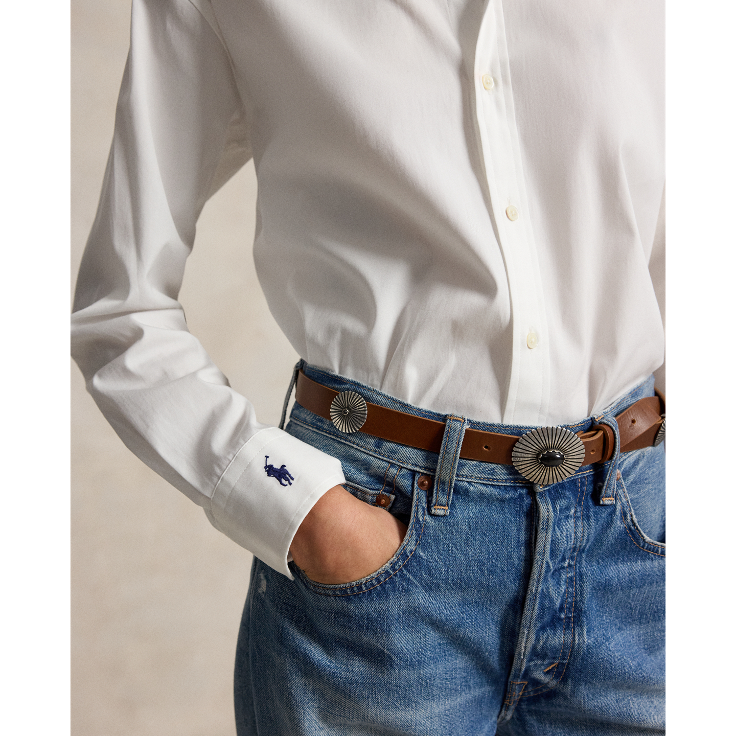 Женская рубашка Ralph Lauren Relaxed Fit Cotton, цвет: Белый — фото 3