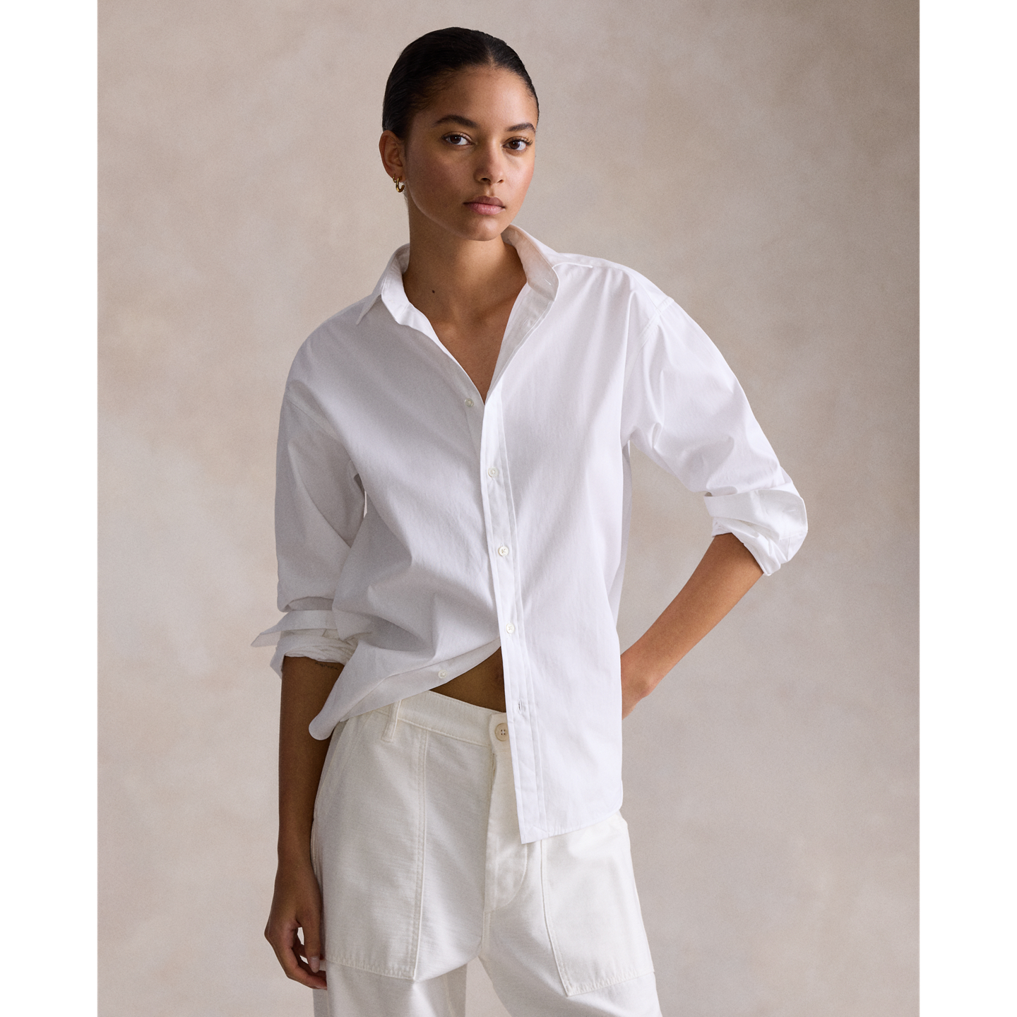 Женская рубашка Ralph Lauren Relaxed Fit Cotton, цвет: Белый — фото 5