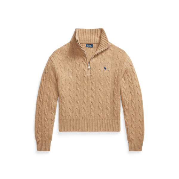 Pull torsad&eacute; demi-zipp&eacute; laine m&eacute;lang&eacute;e