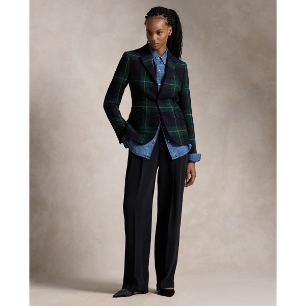 Lauren ralph lauren tartan crest twill plaid blazer sales