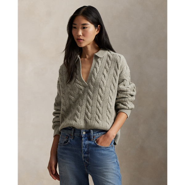 Pull col polo torsadé laine et cachemire