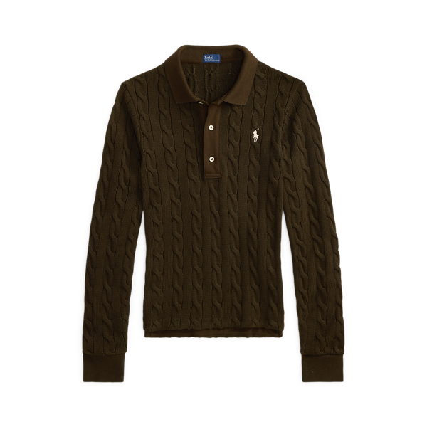 ケーブルニット コットン ロングスリーブ ポロシャツ | ラルフ