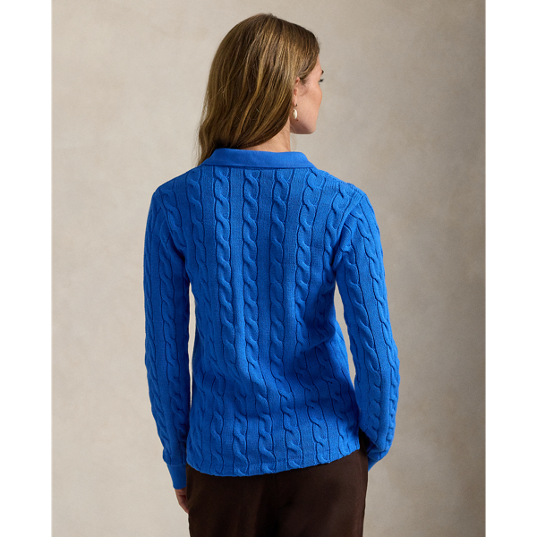 ケーブルニット コットン ロングスリーブ ポロシャツ | ラルフ