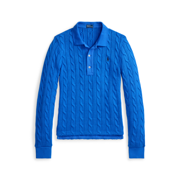 ケーブルニット コットン ロングスリーブ ポロシャツ | ラルフ