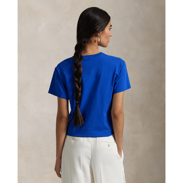 売れ筋商品|||ラルフローレン Tシャツ レディース トップス LOGO COTTON JERSEY CREWNECK TEE - Basic T-shirt - blue saturn Cotton Jersey Crewneck T-Shirt for Women | Ralph Lauren® IL