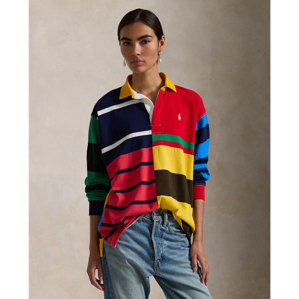 Patchwork-Stripe Jersey Rugby Shirt for Women | Ralph Lauren® PE