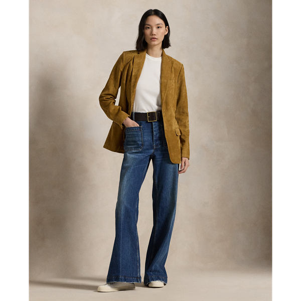 Single-Breasted Lamb-Suede Blazer