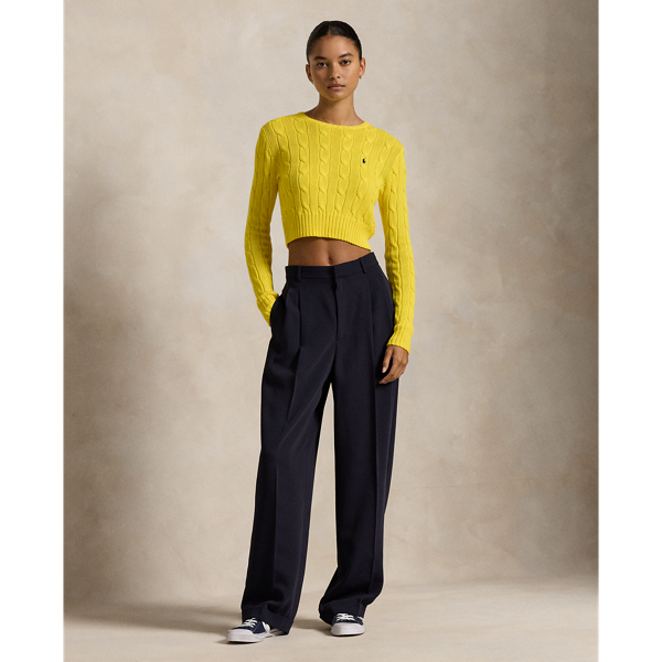 Cable-Knit Cotton Cropped Sweater