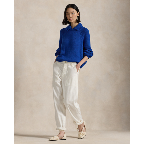 売れ筋商品|||ラルフローレン ニット&セーター レディース アウター LAYERED COLLAR SWEATER - Jumper - blue saturn Layered-Collar Cotton Sweater