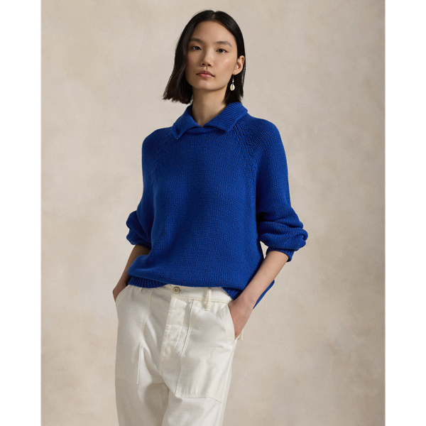 売れ筋商品|||ラルフローレン ニット&セーター レディース アウター LAYERED COLLAR SWEATER - Jumper - white Polo Ralph Lauren LAYERED COLLAR SWEATER - Jumper - white