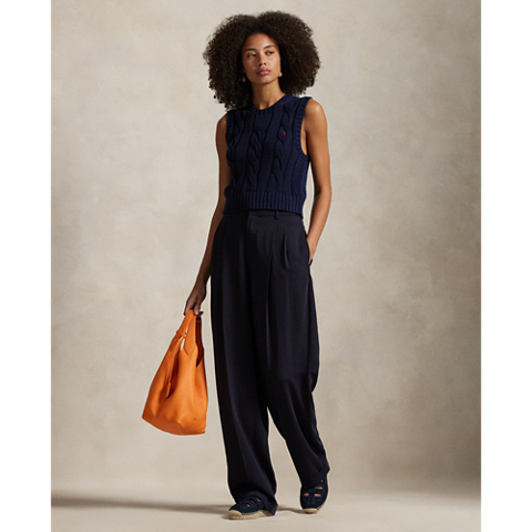 Ralph Lauren Cable-Knit Cotton Cropped Vest
