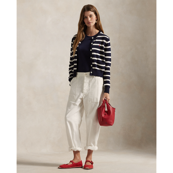 売れ筋商品|||ラルフローレン ニット&セーター レディース アウター STRIPED COTTON BLEND CARDIGAN - Cardigan - navy/white Striped Cotton Crewneck Cardigan for Women | Ralph Lauren® PA