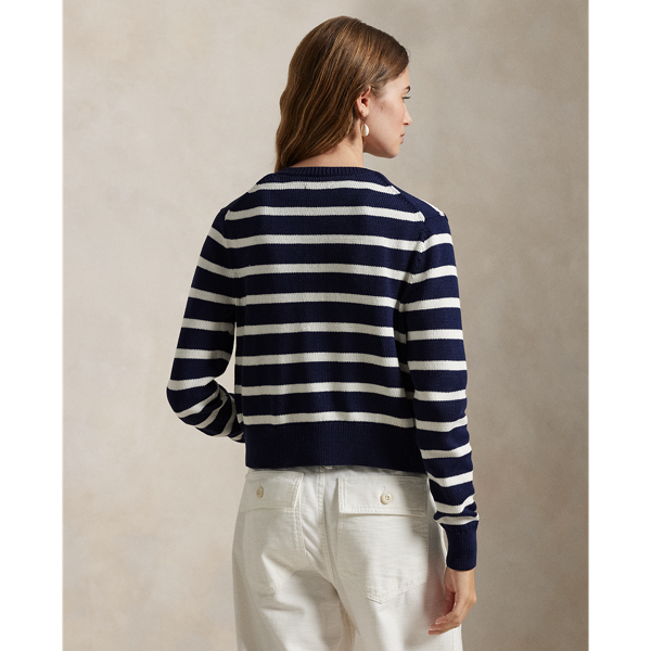 Striped Cotton Crewneck Cardigan for Women | Ralph Lauren® PA