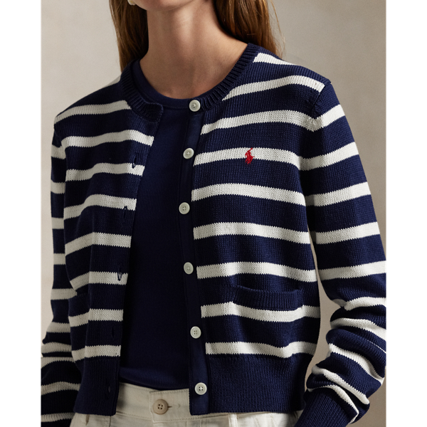 Striped Cotton Crewneck Cardigan for Women | Ralph Lauren® PA