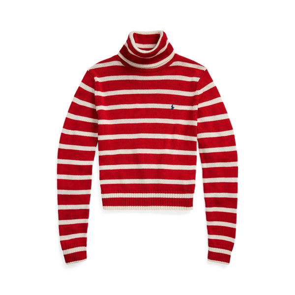 Striped Cotton Roll Neck Jumper