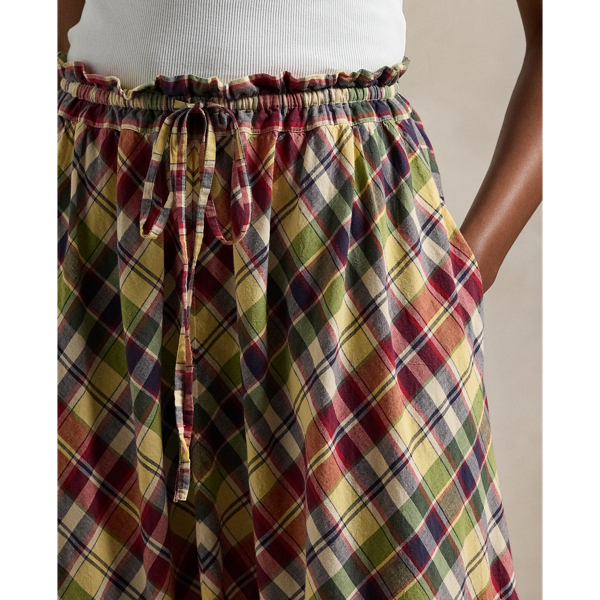 Plaid Cotton Drawstring Maxiskirt for Women Ralph Lauren UK