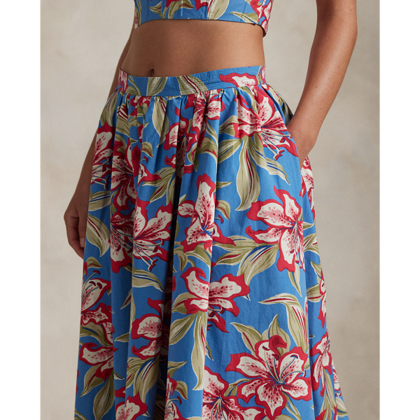 Floral Cotton Midi Skirt