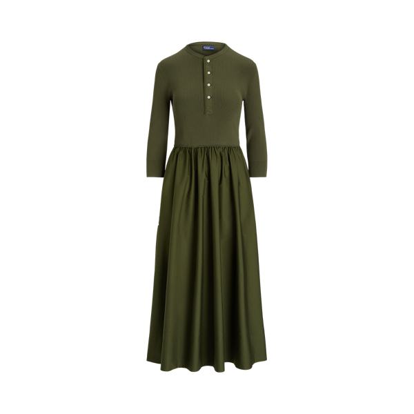 Hybrid Sweater-Pleated Mockneck Dress | Ralph Lauren