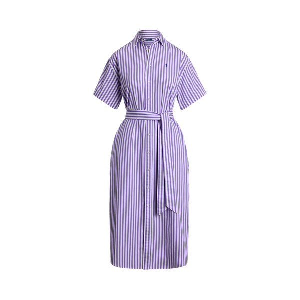 Belted Striped Cotton Shirtdress