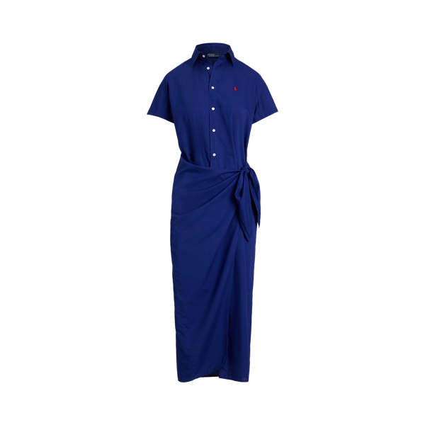 Baumwolltwill-Hemdkleid in Wickeloptik