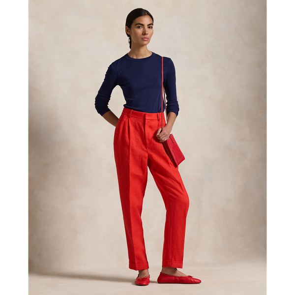 Orangey Red Pantalon fuselé en sergé de lin Polo Ralph Lauren 1