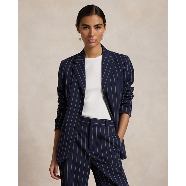 Navy/Cream Baumwoll-Leinen-Blazer mit Nadelstreifen Polo Ralph Lauren 1
