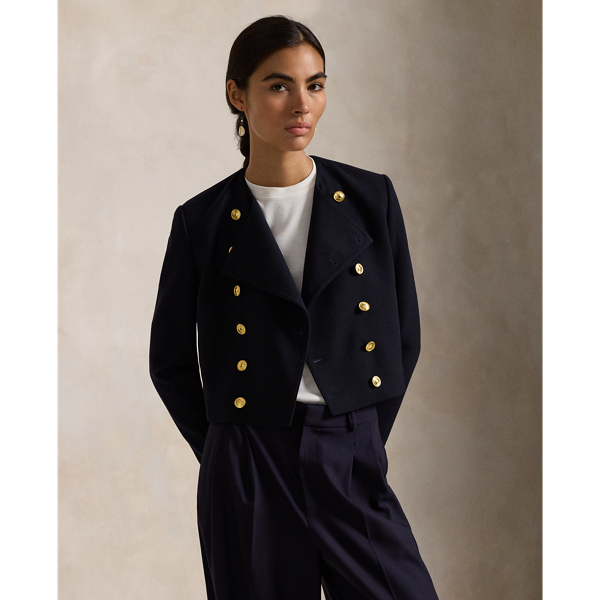 Wool Crepe Cropped Jacket for Women Ralph Lauren® IN