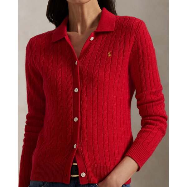 Polo Ralph on sale Lauren Girls Cable Knit Cashmere Sweater in Red. Size Small (8)