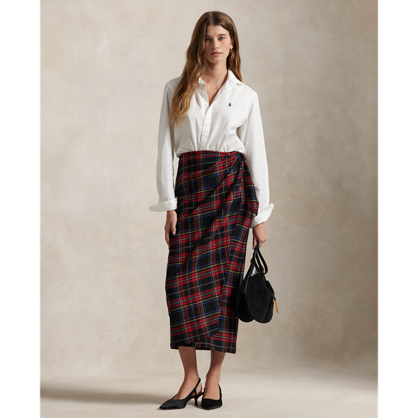 Plaid Wool Blend Wrap Skirt for Women Ralph Lauren UK