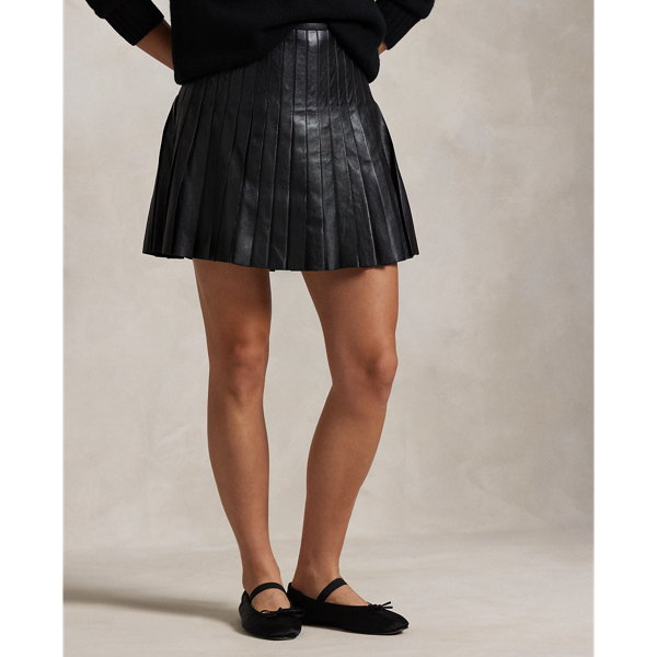 Knife-Pleated Lambskin Miniskirt