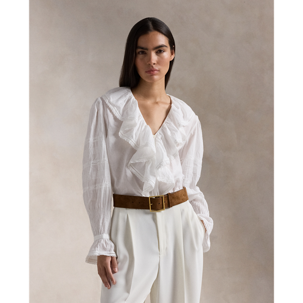 Nevis Ruffle-Trim Cotton Voile Blouse Polo Ralph Lauren 1