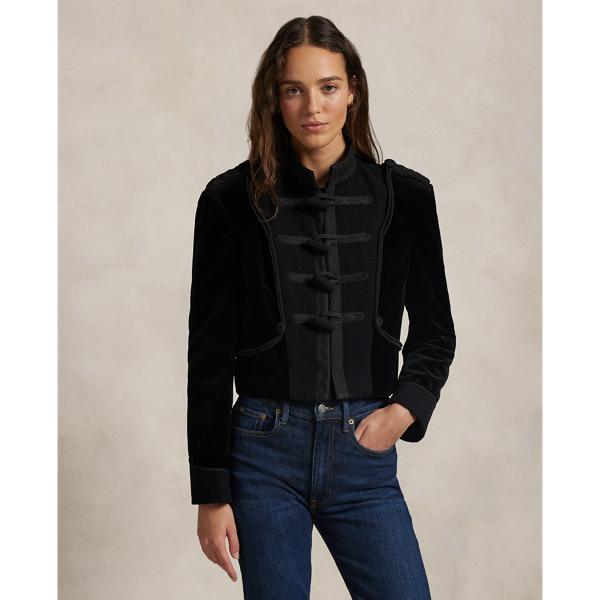 Velvet Soutache-Trim Toggle Jacket